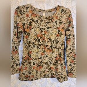 Latched Mama womens M medium long sleeve floral breastfeeding top maternity